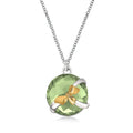 18K yellow gold and silver bow pendant with green amethyst accents