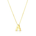 14K yellow gold block letter initial A necklace pendant