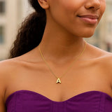14K Yellow Gold Yours Truly Block Letter Initial A Necklace thumbnail 4