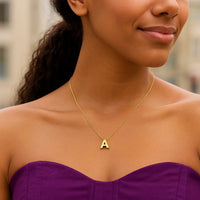 14K Yellow Gold Yours Truly Block Letter Initial A Necklace