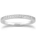 14K white gold ring with micro-pave diamond stones and flat sides