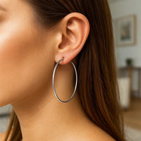 14k White Gold Polished Hoop Earrings (60 mm)