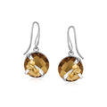 18K yellow gold bow drop earrings with round whiskey quartz stones