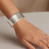 Sterling Silver Rhodium Plated Wide Sculpted Cuff Bangle thumbnail 5