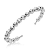 Sterling Silver Bead Design Open Cuff with Rhodium Plating (6mm) thumbnail 1