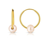 14k Yellow Gold Round Endless Pearl Earring(1x14mm) thumbnail 1