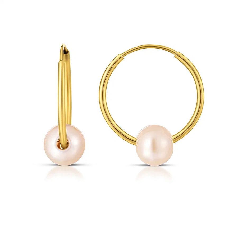 14k Yellow Gold Round Endless Pearl Earring(1x14mm)