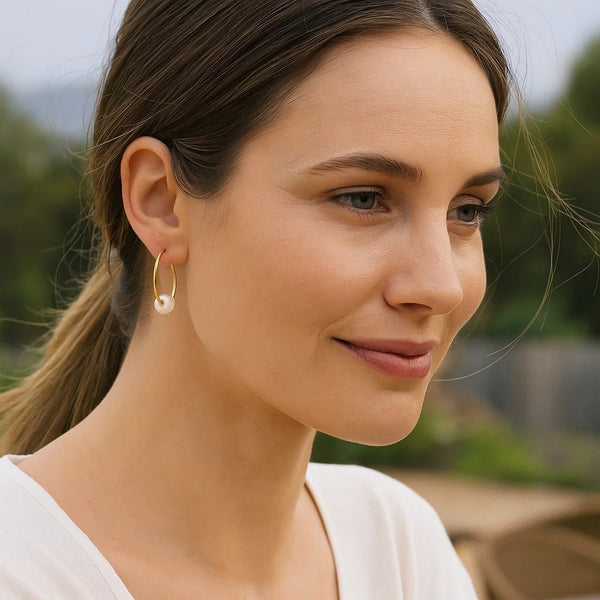 14k Yellow Gold Round Endless Pearl Earring(1x14mm)