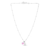 Sterling Silver Rhodium Plated Enamel Flower and Ladybug Necklace thumbnail 2