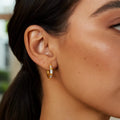 14K yellow gold hoop earrings with octagonal cubic zirconia stones