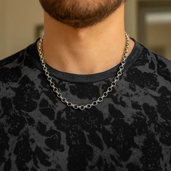 4.6mm 14k White Gold Oval Rolo Chain