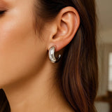 Sterling Silver Half Moon Hoop Earrings thumbnail 2