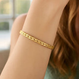 14k Yellow Gold High Polish Cuban Chain Link Bangle (4.60 mm) thumbnail 3