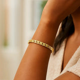 14k Yellow Gold High Polish Cuban Chain Link Bangle (4.60 mm) thumbnail 4