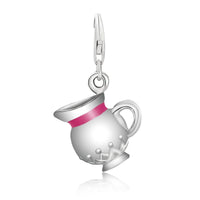 Sterling Silver Water Jug with Pink Enamel Accent Charm
