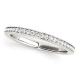 14K white gold wedding ring with small round diamond stones thumbnail 1