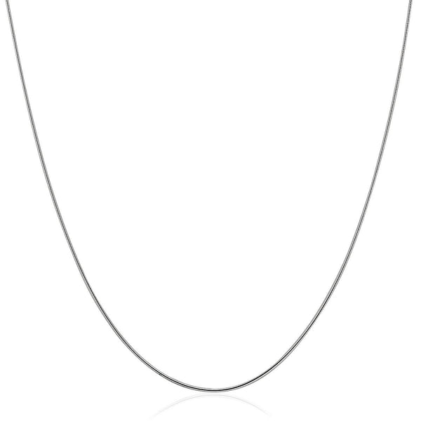 14k White Gold Thin Motif Round Omega Necklace