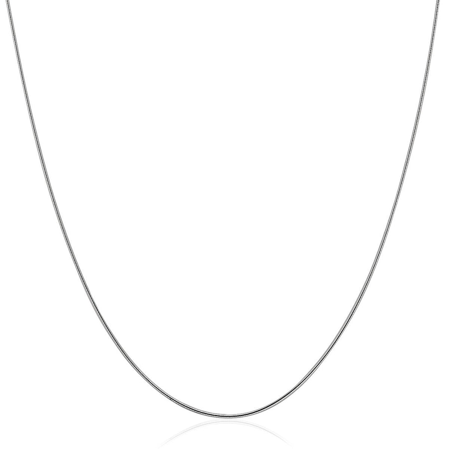 14k White Gold Thin Motif Round Omega Necklace