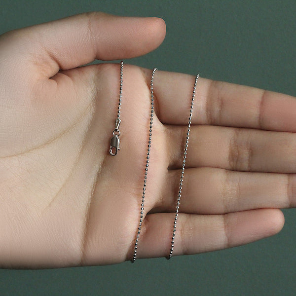 14k White Gold Diamond-Cut Bead Chain (1.10 mm)