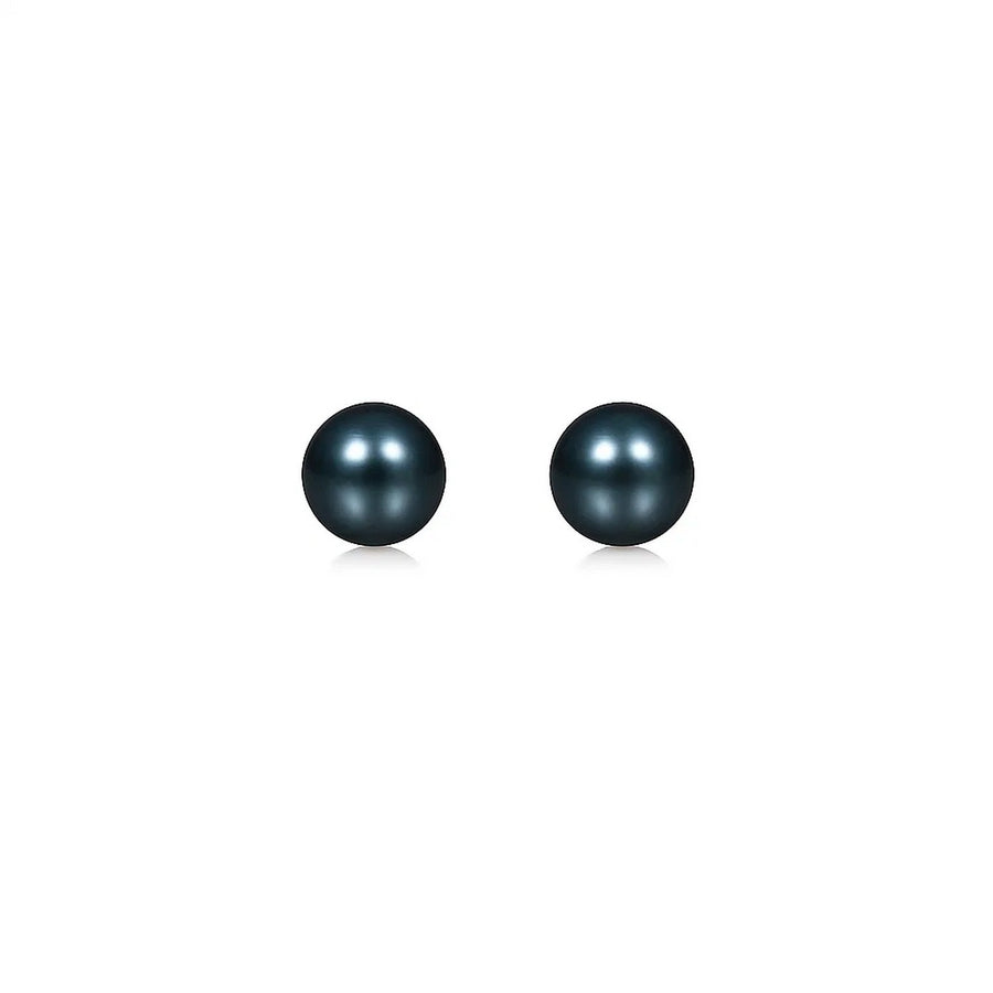 14k Yellow Gold Cultured Black Pearl Stud Earrings (7.0 mm)