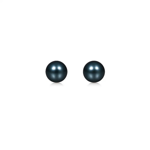 14k Yellow Gold Cultured Black Pearl Stud Earrings (7.0 mm)