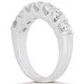 14K white gold ring with shared U-prong round diamond stones