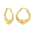 14K yellow gold large heart hoop earrings with open heart-shaped loops