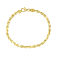 5.0mm 14k Yellow Gold Solid Diamond Cut Rope Bracelet