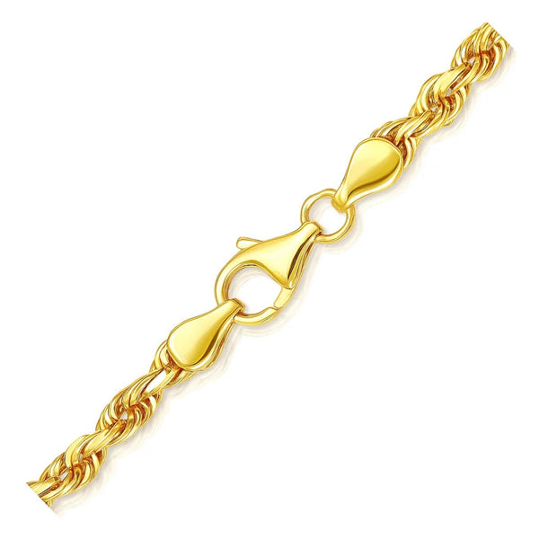 5.0mm 14k Yellow Gold Solid Diamond Cut Rope Bracelet
