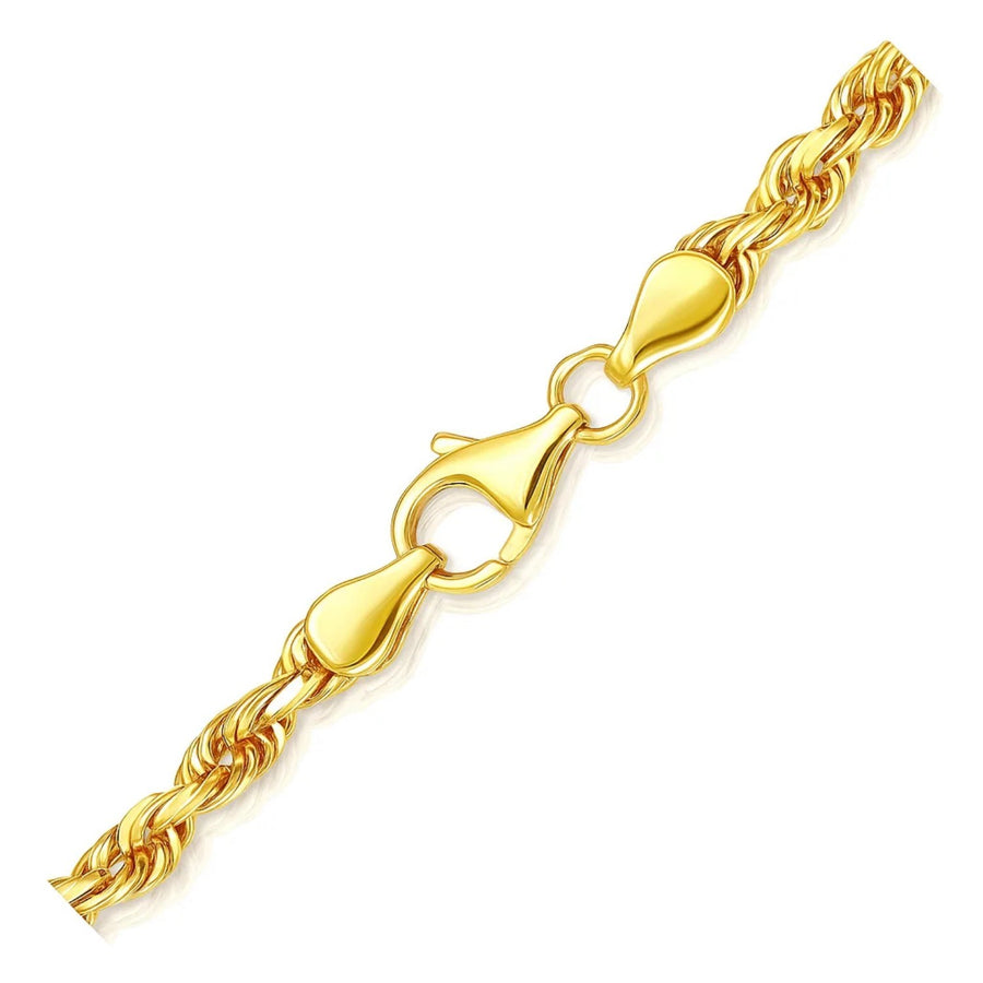 5.0mm 14k Yellow Gold Solid Diamond Cut Rope Bracelet