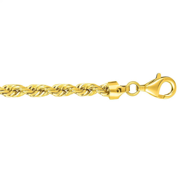 5.0mm 14k Yellow Gold Solid Diamond Cut Rope Bracelet
