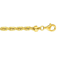 5.0mm 14k Yellow Gold Solid Diamond Cut Rope Bracelet