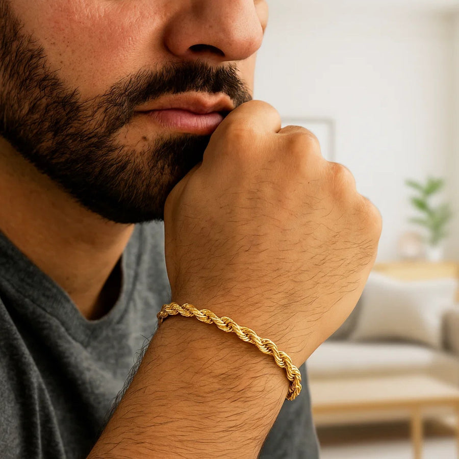 5.0mm 14k Yellow Gold Solid Diamond Cut Rope Bracelet
