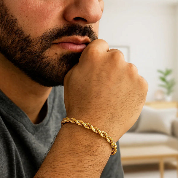 5.0mm 14k Yellow Gold Solid Diamond Cut Rope Bracelet