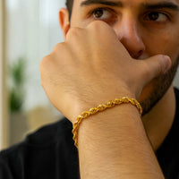 5.0mm 14k Yellow Gold Solid Diamond Cut Rope Bracelet