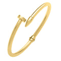 14K yellow gold bypass nail head cuff bangle with open wrist gap