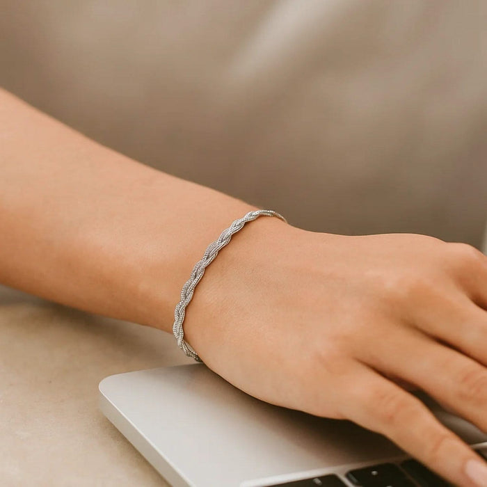 14k White Gold Braided Bracelet  (3.50 mm)