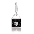 Sterling silver handbag charm with black and white tone crystal accents