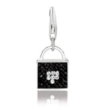 Sterling silver handbag charm with black and white tone crystal accents thumbnail 1