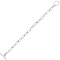 Sterling silver rhodium plated paperclip toggle bracelet with 10.20 mm links