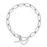 Sterling Silver Rhodium Plated Paperclip Toggle Bracelet (10.20 mm) thumbnail 2
