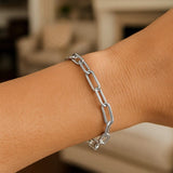 Sterling Silver Rhodium Plated Paperclip Toggle Bracelet (10.20 mm) thumbnail 5