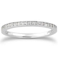 14K white gold ring with round diamond stones in a three-quarter pave setting