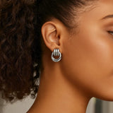 Sterling Silver Triple Door Knocker Hoop Earrings thumbnail 4