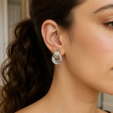 Sterling Silver Triple Door Knocker Hoop Earrings thumbnail 5