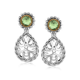 18K Yellow Gold and Sterling Silver Green Amethyst Embellished Drop Earrings thumbnail 1