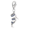Sterling silver high heel shoe charm with blue crystal accents