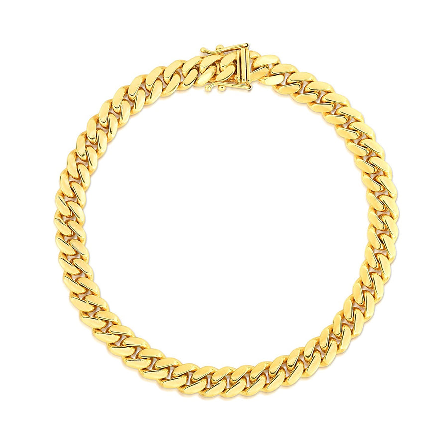 10k Yellow Gold Classic Miami Cuban Solid Bracelet (7.10 mm)
