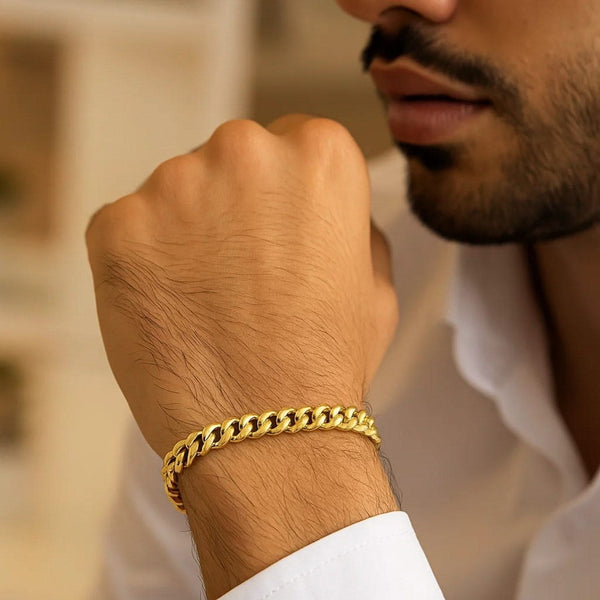 10k Yellow Gold Classic Miami Cuban Solid Bracelet (7.10 mm)