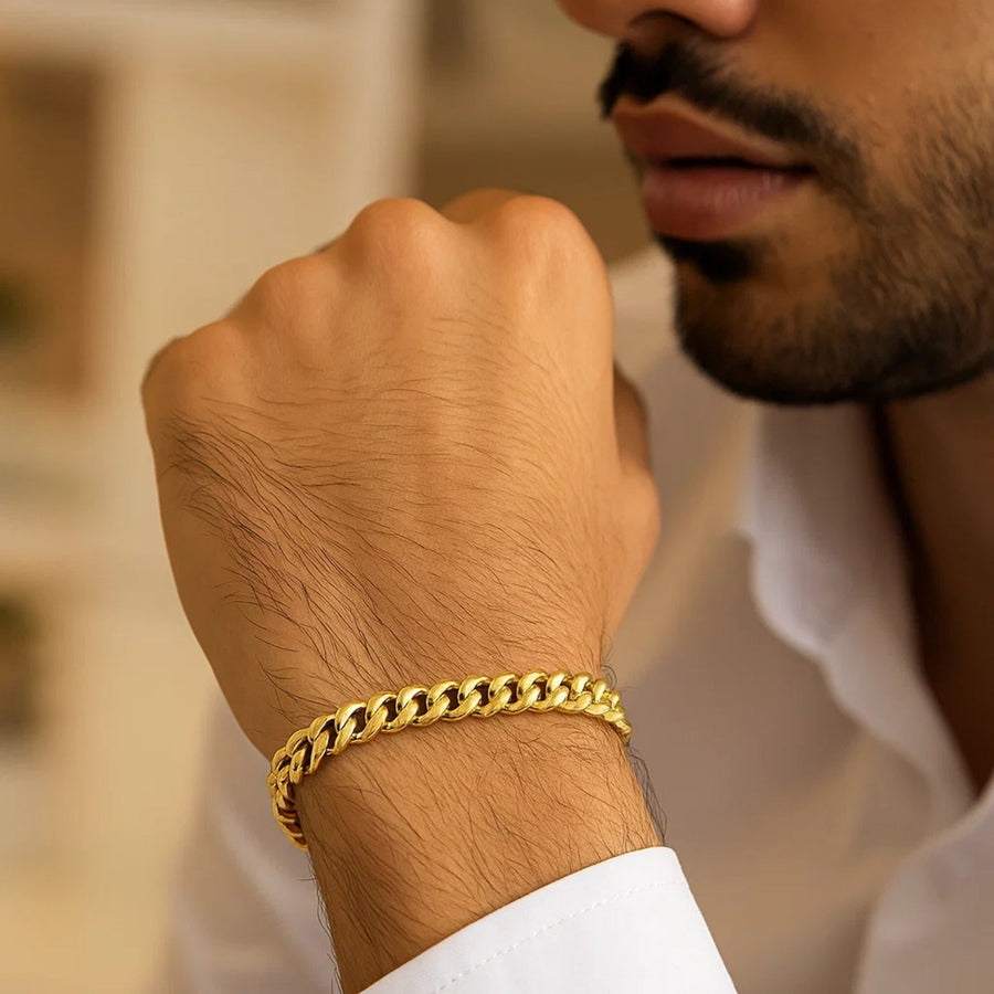 10k Yellow Gold Classic Miami Cuban Solid Bracelet (7.10 mm)
